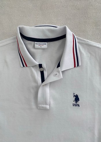 U.S Polo Assn. Beyaz Polo Yaka Tisort L Beden