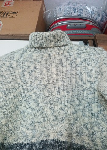 Gri Boğazlı Örgü Kadın Kazak - Görsel 3