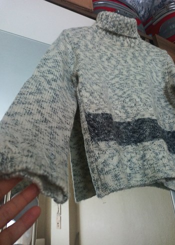 Gri Boğazlı Örgü Kadın Kazak - Görsel 2