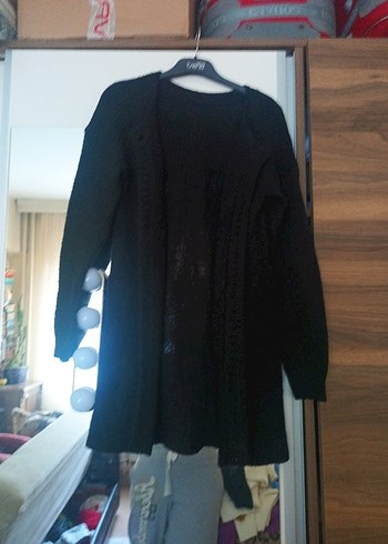 Siyah Midi Uzun Kollu Triko Hırka - Görsel 3