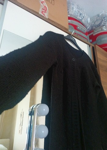 Siyah Midi Uzun Kollu Triko Hırka - Görsel 2