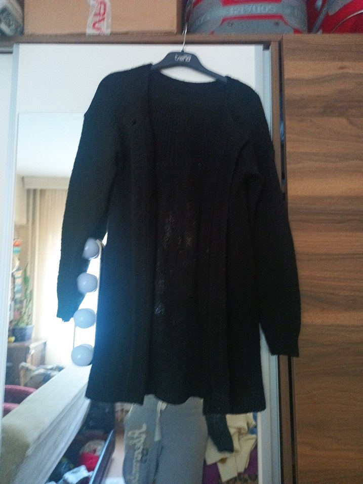 Siyah Midi Uzun Kollu Triko Hırka - Görsel 3