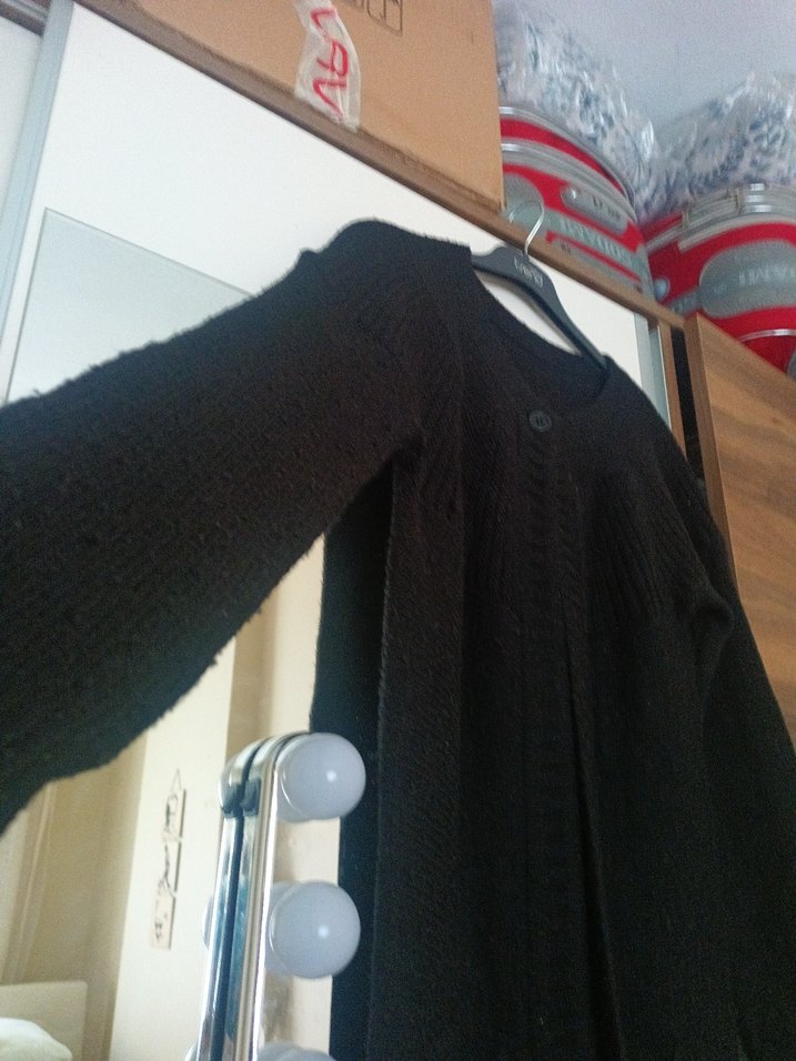 Siyah Midi Uzun Kollu Triko Hırka - Görsel 2