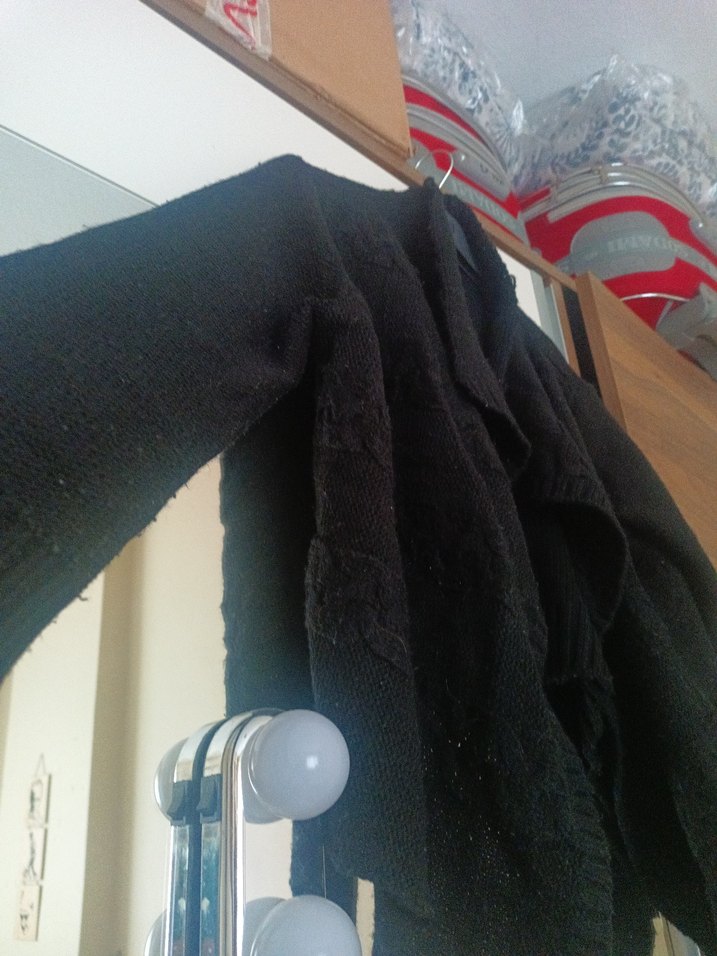 Siyah Kadın Oversize crop Hırka - Görsel 2