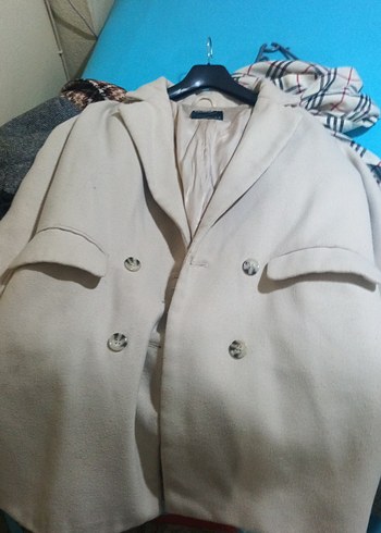 Bej Kadın Midi Boy Düğmeli Kaban - Görsel 7