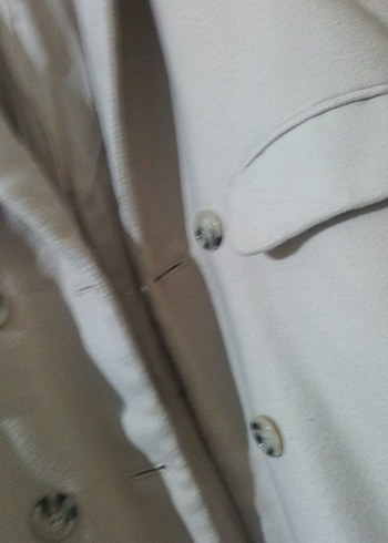 Bej Kadın Midi Boy Düğmeli Kaban - Görsel 5