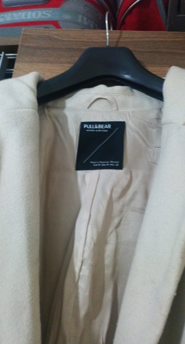 Bej Kadın Midi Boy Düğmeli Kaban - Görsel 3