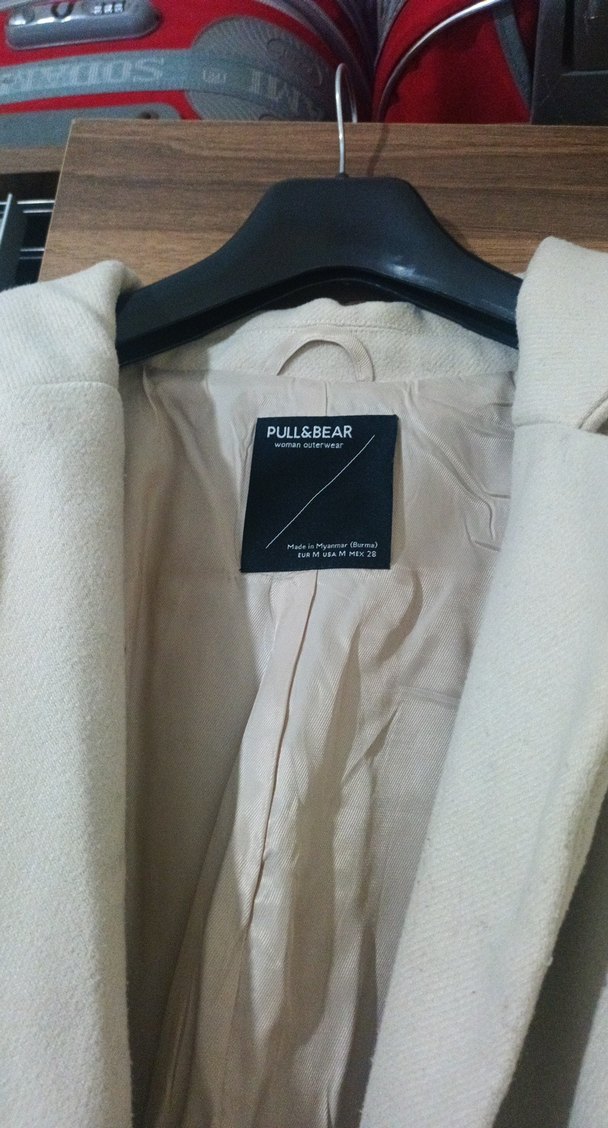 Bej Kadın Midi Boy Düğmeli Kaban - Görsel 4