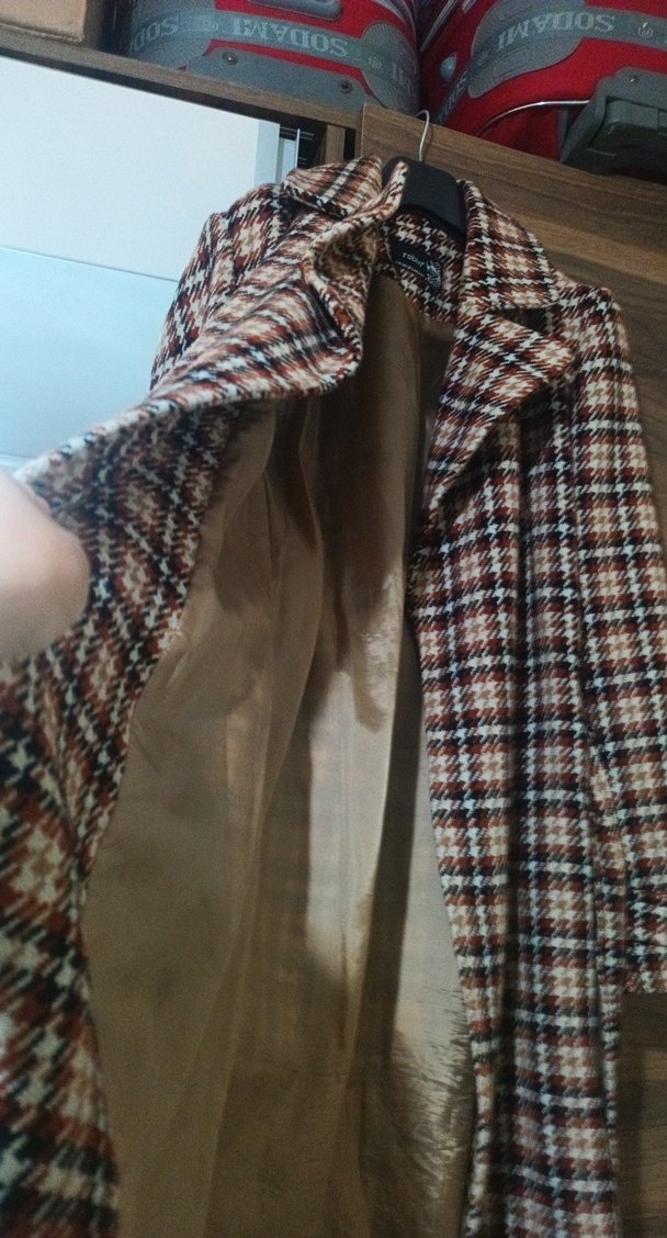 Düğmeli Kahverengi Uzun Kadın Kaban - Görsel 4