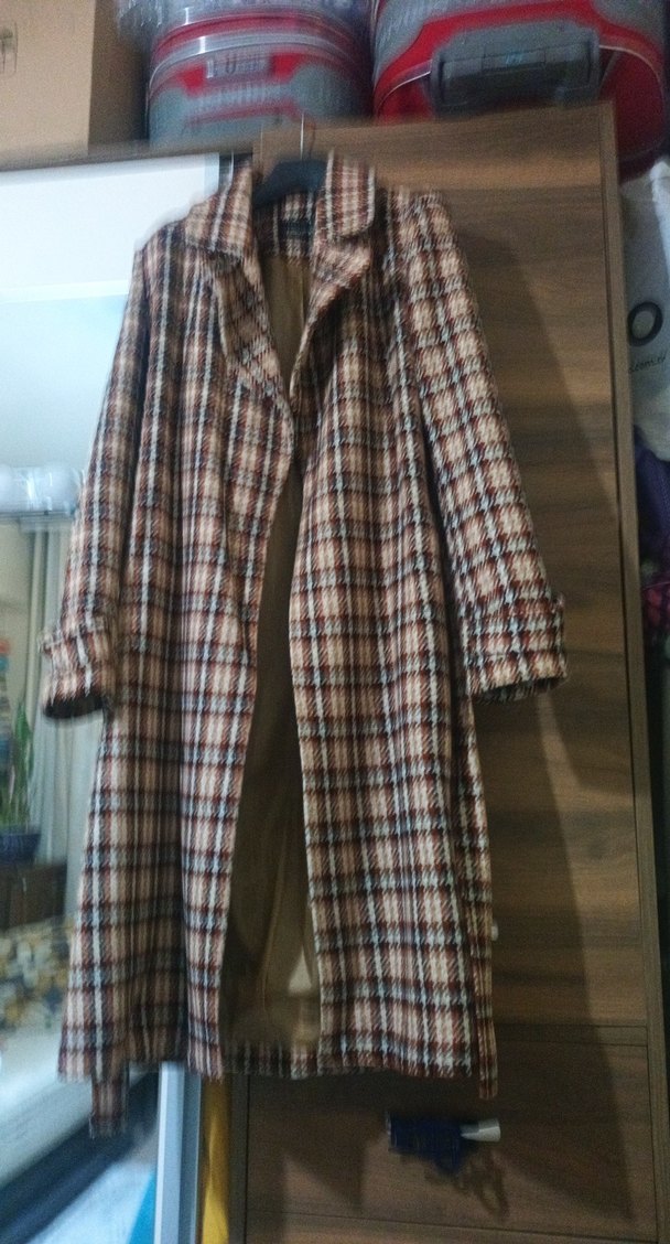 Düğmeli Kahverengi Uzun Kadın Kaban - Görsel 2