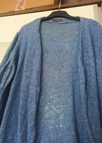 Mavi Örgü Kadın Hırka - Görsel 2