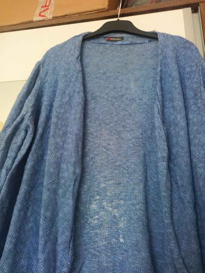 Mavi Örgü Kadın Hırka - Görsel 2