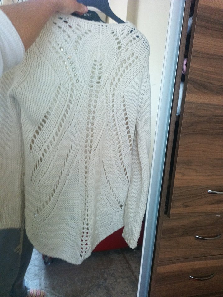 Bohem V Yakalı Örgü Kadın Kazak - Görsel 3