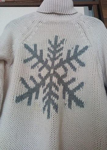 Beyaz Kadın Boğazlı Örgü Kazak - Görsel 2