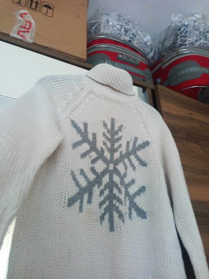 Beyaz Kadın Boğazlı Örgü Kazak - Görsel 3