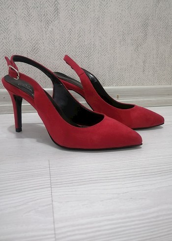 37 Beden Kırmızı Süet Stiletto Kadın Ayakkabı