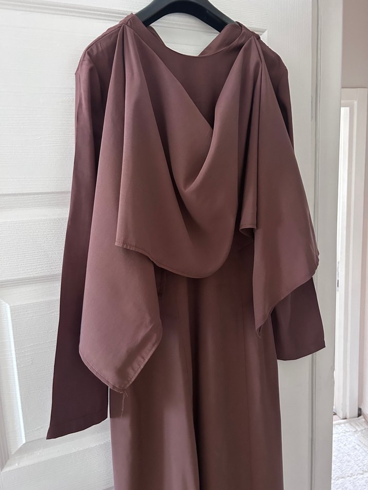 Kahverengi Uzun Kollu Salaş Elbise - Görsel 3