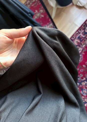 Siyah Uzun Kollu Salaş Keten Elbise - Görsel 4