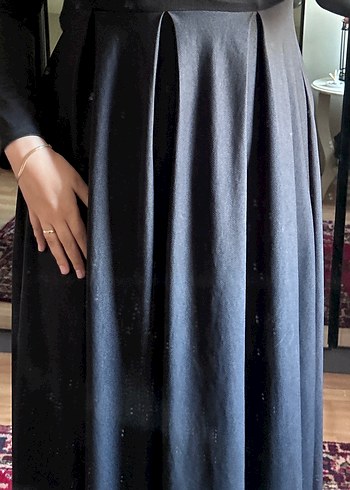 Siyah Uzun Kollu Salaş Keten Elbise - Görsel 5