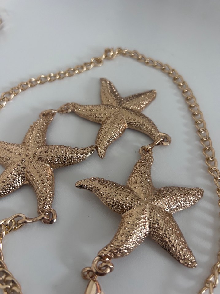 Mini Altın Zincirli Deniz Yıldızı Kolye - Görsel 2