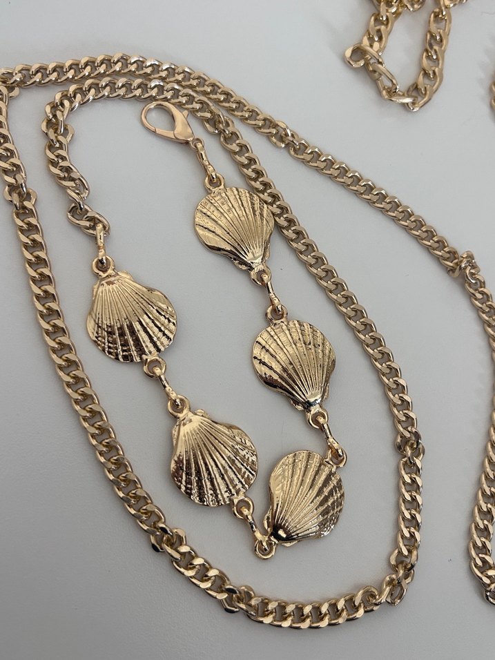 Uzun Zincirli Altın Renk Deniz Kabuğu Kemer - Görsel 2