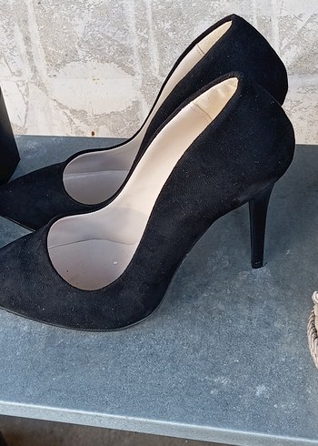 Diğer Siyah Süet Stiletto Kadın Topuklu Ayakkabı