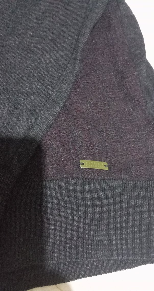 Düğmeli Gri Yün Erkek Kazak - Görsel 3