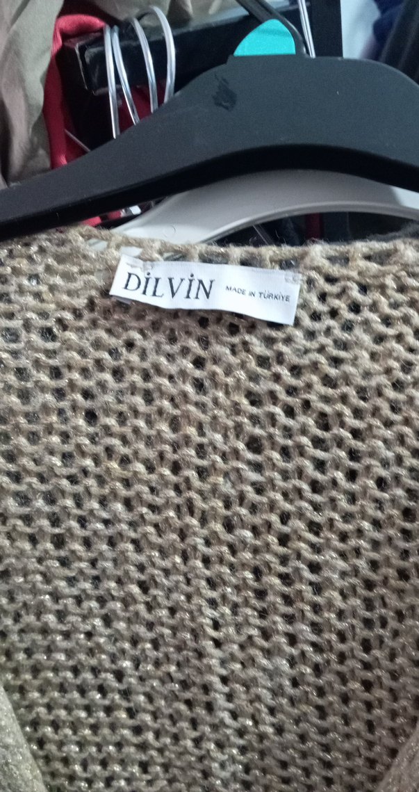 Bej V Yakalı Kadın Örgü Hırka salaş model - Görsel 4