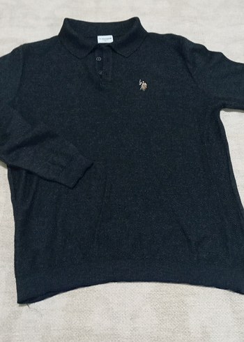 Erkek Gri Triko Polo kazak - Görsel 4