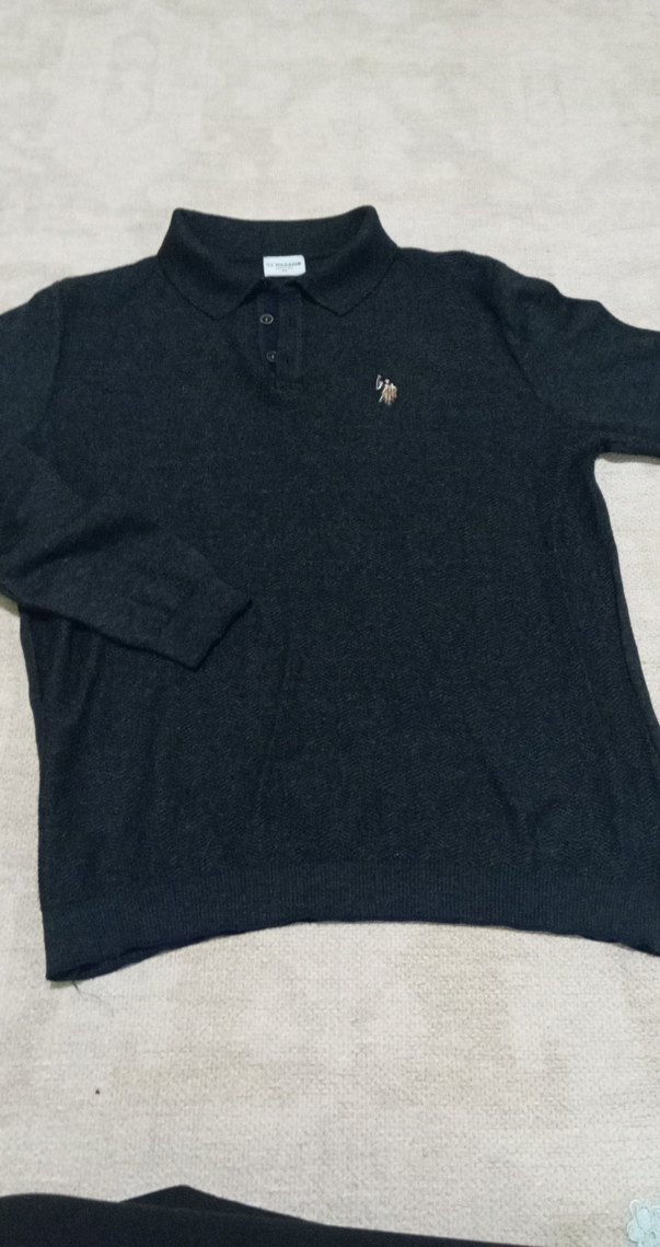 Erkek Gri Triko Polo kazak - Görsel 4