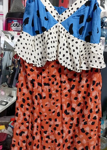 Renkli Desenli Uzun Askılı Elbise - Görsel 2