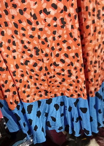 Renkli Desenli Uzun Askılı Elbise - Görsel 6