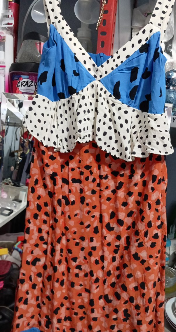 Renkli Desenli Uzun Askılı Elbise - Görsel 2