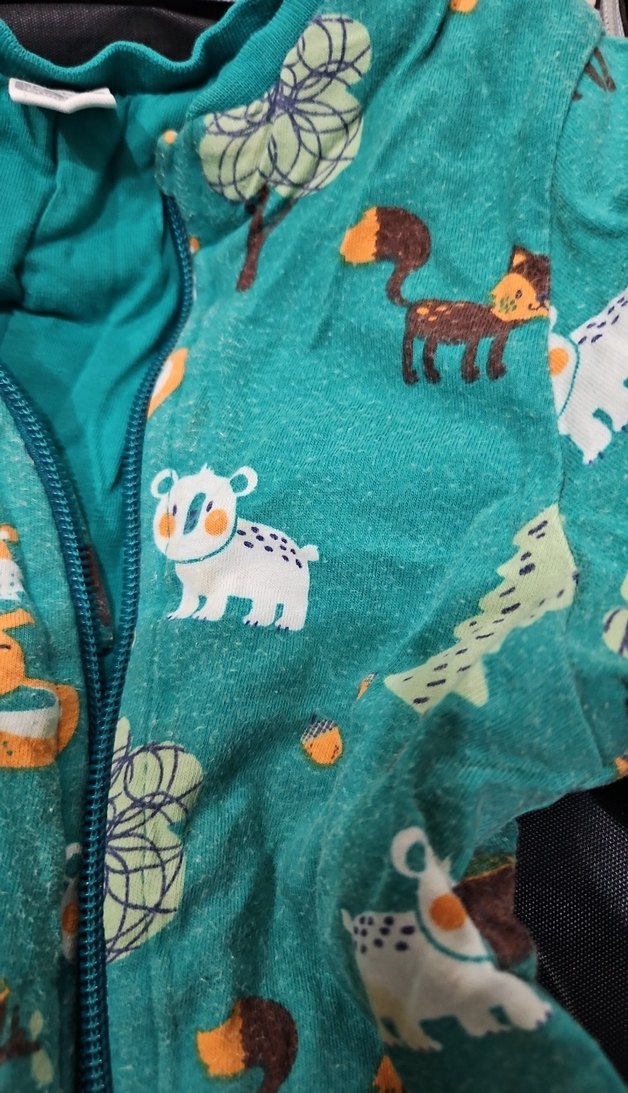 Turkuaz Baskılı Fermuarlı Bebek Tulumu - Görsel 3