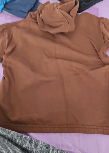 Kapüşonlu Kahverengi cocuk Sweatshirt - Görsel 3