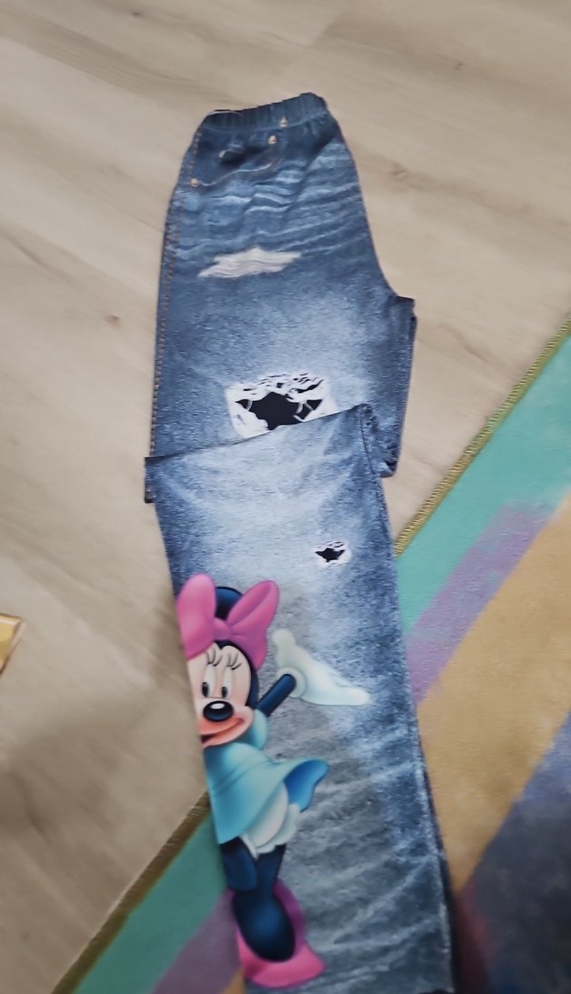 kiz cocuk Mavi Elastik Bel Yırtık Detaylı Kot Tayt - Görsel 2