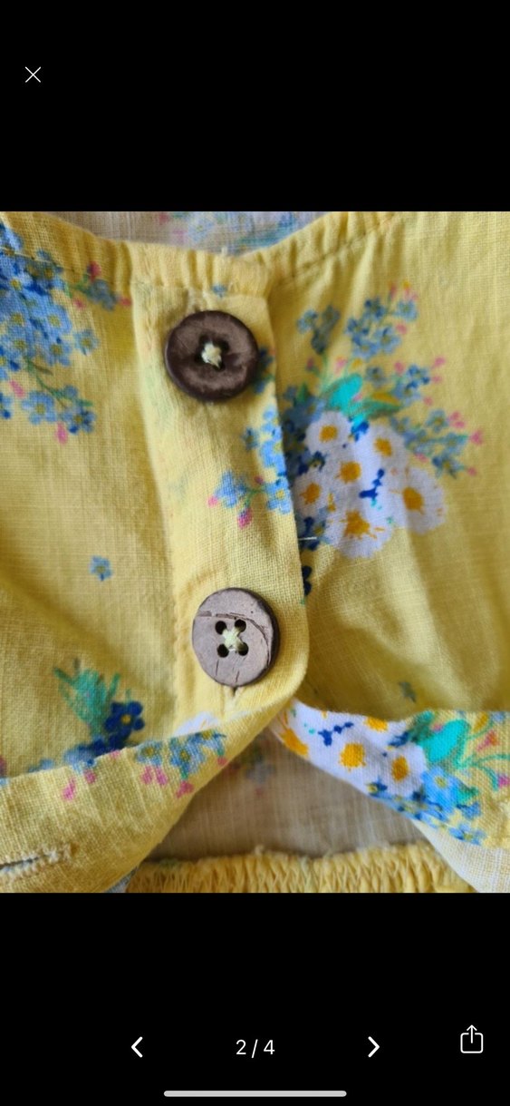 Sarı Çiçekli Kız Çocuk Düğmeli Elbise - Görsel 2