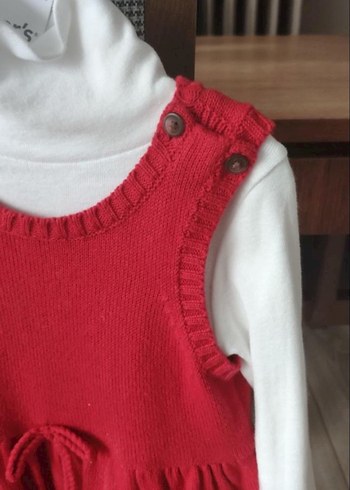12-18 Ay Beden kırmızı Renk Kız Çocuk Kırmızı Triko Elbise #carters