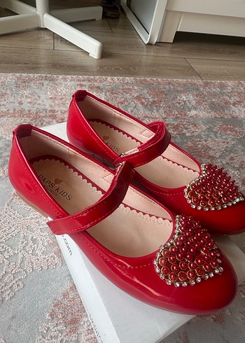 Kız Çocuk Kırmızı Payetli Babet Ayakkabı - Görsel 4