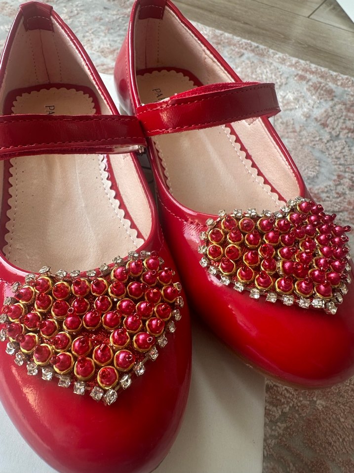 Kız Çocuk Kırmızı Payetli Babet Ayakkabı - Görsel 2