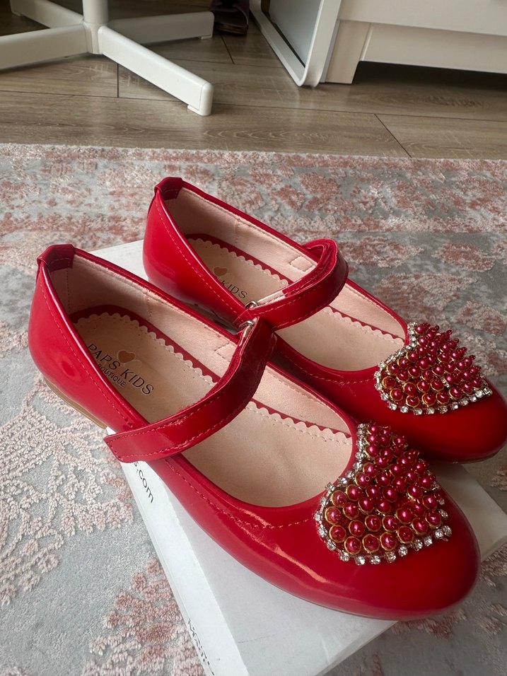 Kız Çocuk Kırmızı Payetli Babet Ayakkabı - Görsel 4
