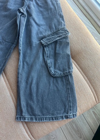 Gri kız Çocuk Bol Kesim Denim Pantolon - Görsel 5