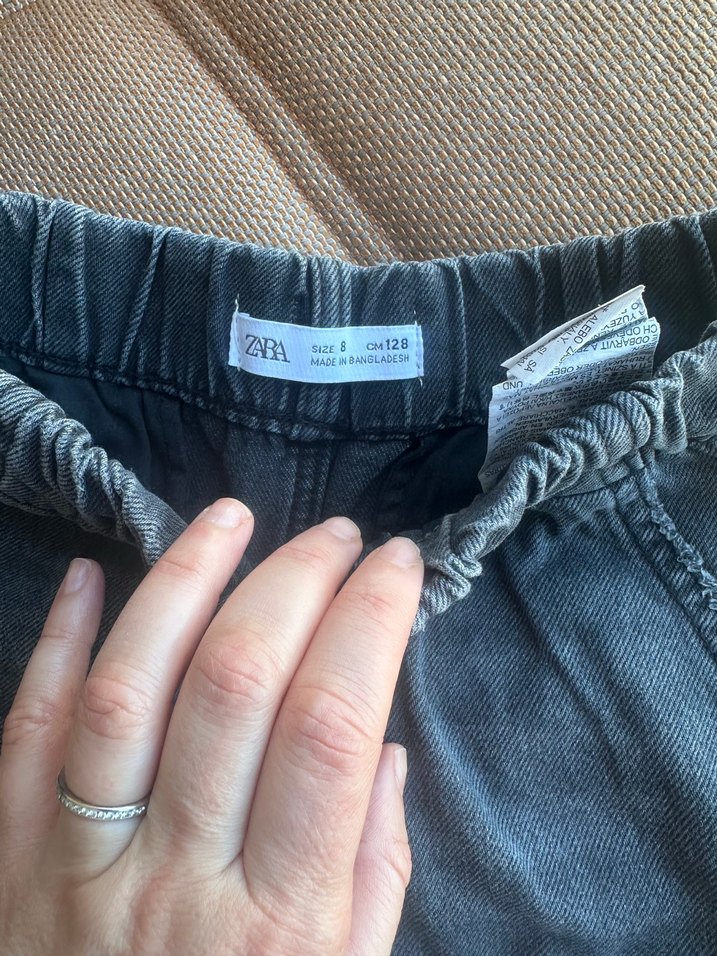 Gri kız Çocuk Bol Kesim Denim Pantolon - Görsel 2