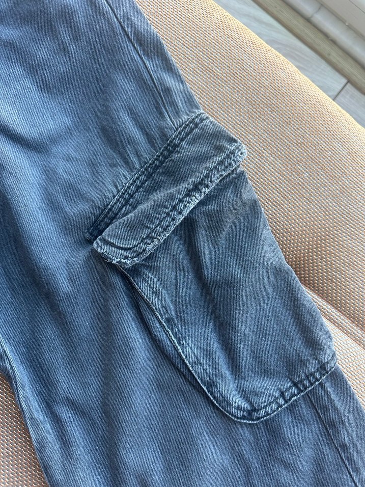 Gri kız Çocuk Bol Kesim Denim Pantolon - Görsel 4