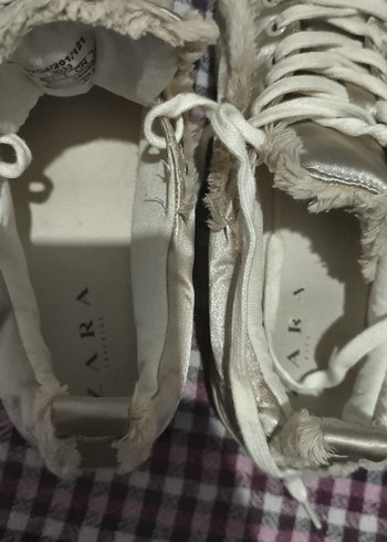 Kadın Bej Keten Spor Ayakkabı Kürklü - Görsel 5