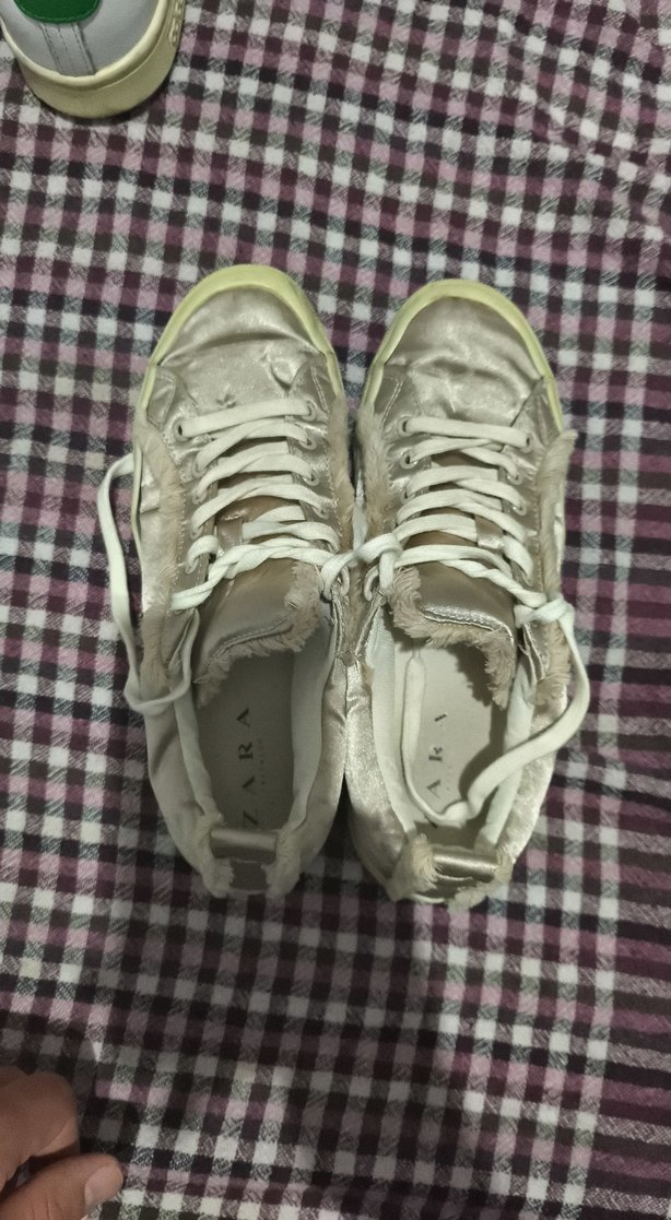 Kadın Bej Keten Spor Ayakkabı Kürklü - Görsel 3