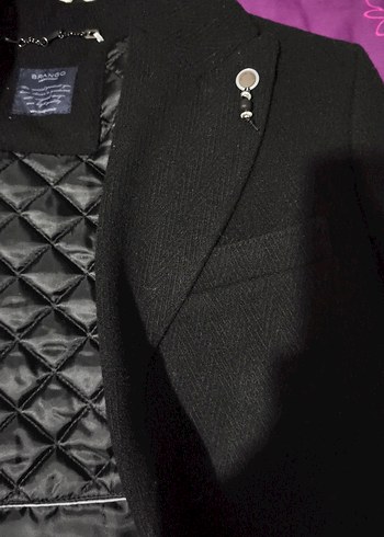 BRANGO ÖZEL BİR MARKASiyah Midi Erkek Kaban - Görsel 5