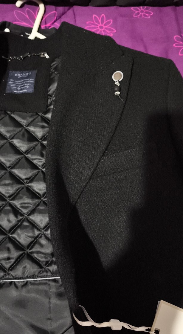 BRANGO ÖZEL BİR MARKASiyah Midi Erkek Kaban - Görsel 5