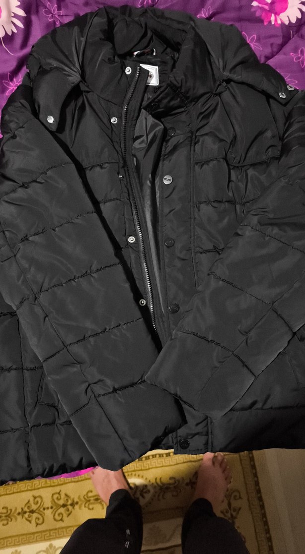 Düğmeli Siyah Midi Kışlık erkek Mont - Görsel 2