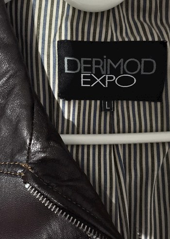 Derimod Kahverengi Biker Ceket, Fermuarlı, Normal Boy - Görsel 8